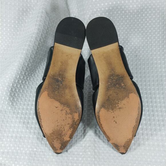 MARC FISHER! BLACK GENUINE LEATHER POINTY TOE, MID STRAP SLIP-ON FLATS! SZ 6.5M - Picture 9 of 10